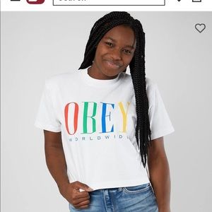 NWOT Obey Cropped T-Shirt